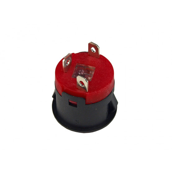 Vypínač O-I (ON/OFF) 3 pin, montážní otvor 24 mm - kulatý, červený podsvícený